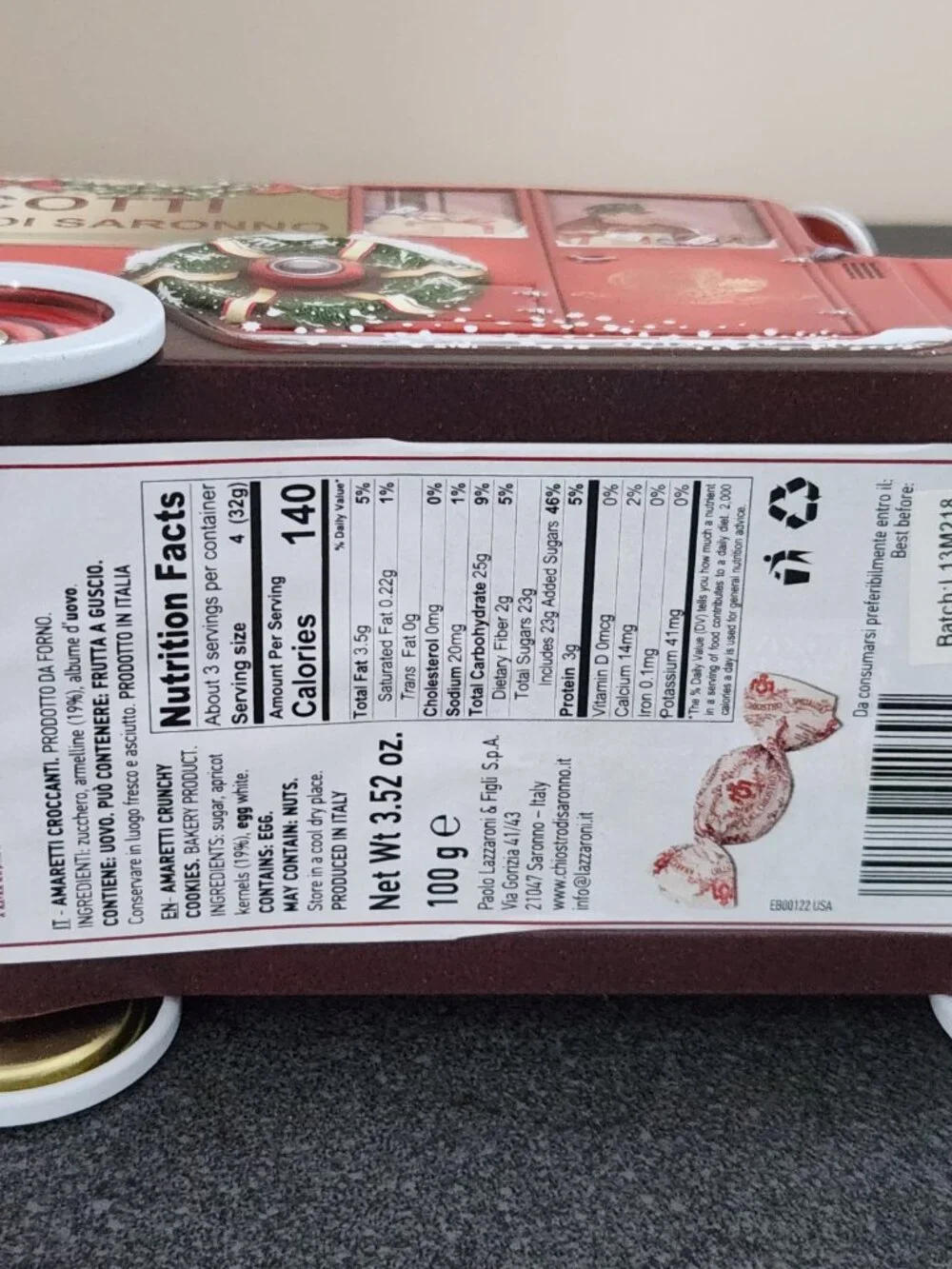 Biscotti Chiostro Di Saronno Empty Tin Cookies Amaretti Crunchy Retro Truck